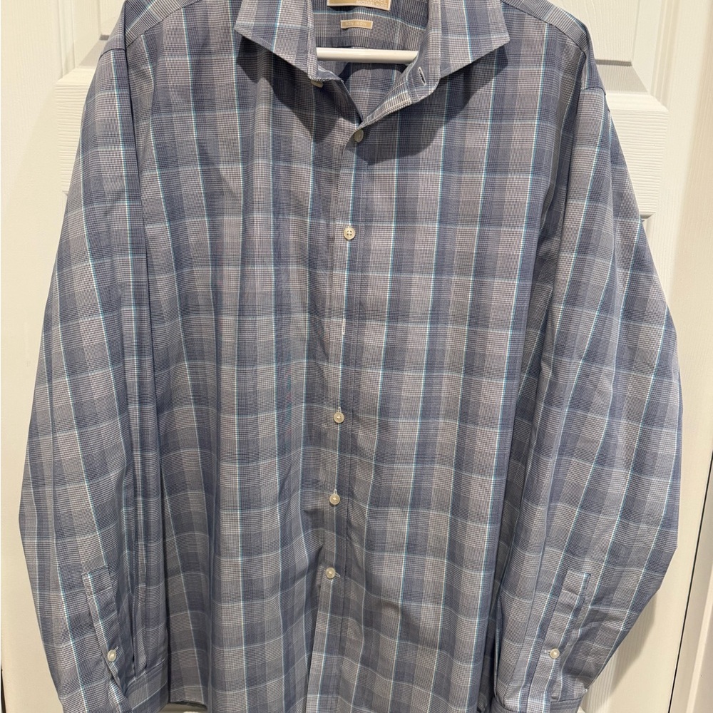 Michael Kors Gray and Blue Checkered Shirt